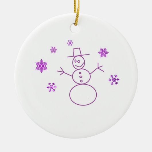 かわいい雪だるまのクリスマスオーナメント セラミックオーナメント (正面)