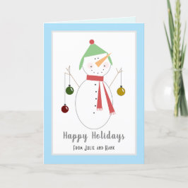 かわいい雪だるまのクリスマスオーナメント ホリデーカード