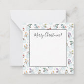 かわいい雪だるまのクリスマスカード 帽子をかぶった雪 ノートカード (正面)