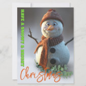 かわいい雪だるまのクリスマスカード 明るくて楽しい シーズンカード (正面)