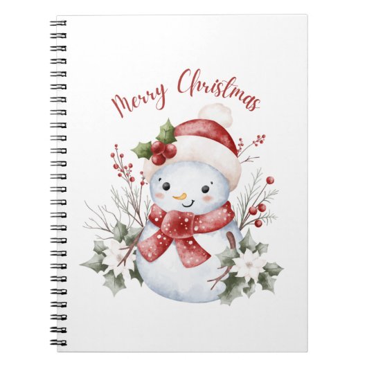 かわいい雪だるまのクリスマススパイラルフォトノート ノートブック (正面)