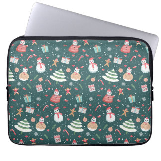 かわいい雪だるまのクリスマスパターン ラップトップスリーブ
