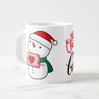 かわいい雪だるまのクリスマスマグカップ ジャンボコーヒーマグカップ