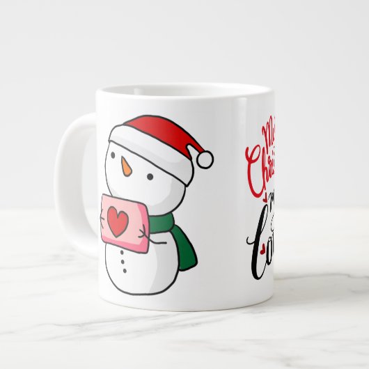 かわいい雪だるまのクリスマスマグカップ ジャンボコーヒーマグカップ (正面左)