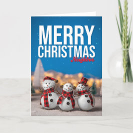 かわいい雪だるまのクリスマス写真 シーズンカード