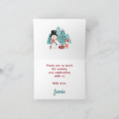 かわいい雪だるまのクリスマス誕生日パーティー サンキューカード (内部)