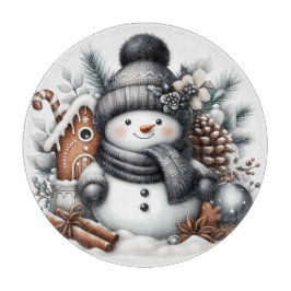 かわいい雪だるまのクリスマス カッティングボード