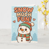 かわいい雪だるまのクリスマス カード (黄色い花)