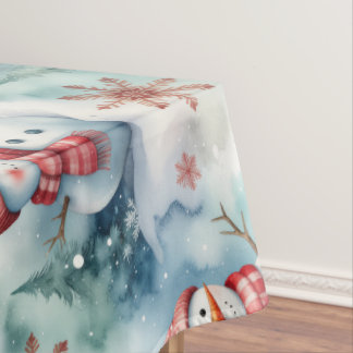 かわいい雪だるまのクリスマス テーブルクロス