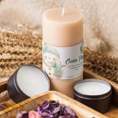 かわいい雪だるまのシダー松のキャンドルデザイン 長方形シール