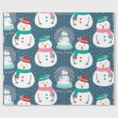 かわいい雪だるまのスノーグローブ ラッピングペーパー (フラット)