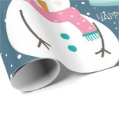 かわいい雪だるまのスノーグローブ ラッピングペーパー (ロールコーナー)