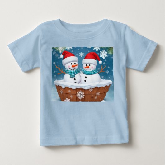 かわいい雪だるまのトドラーTシャツ ベビーTシャツ (正面)