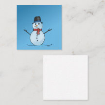 かわいい雪だるまのフラットなグリーティングカード