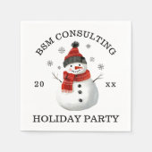 かわいい雪だるまのホリデーパーティー スタンダードカクテルナプキン (正面)