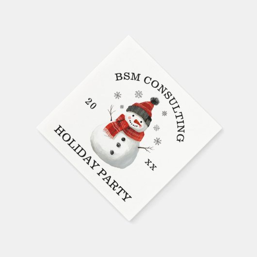 かわいい雪だるまのホリデーパーティー スタンダードカクテルナプキン (角)