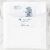 かわいい雪だるまのラブフォトで手作り スクエアシール (バッグ)