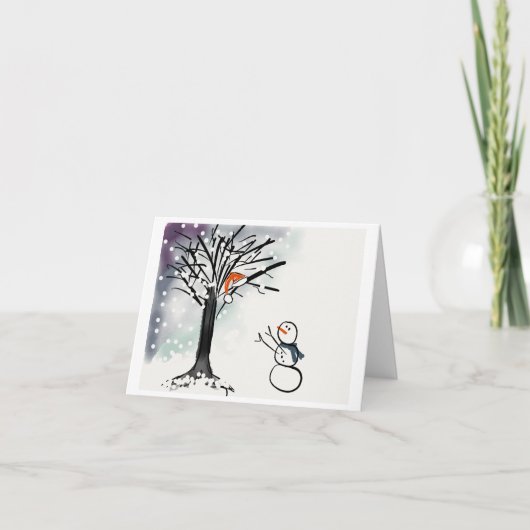 かわいい雪だるまの休暇の季節の挨拶状、おもしろい シーズンカード (正面)