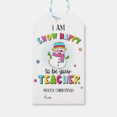 かわいい雪だるまの先生 クリスマスタグ 学生用 ギフトタグ (正面)