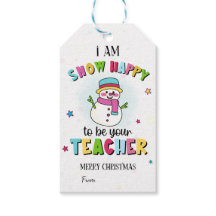 かわいい雪だるまの先生 クリスマスタグ 学生用