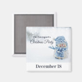 かわいい雪だるまの写真のクリスマスパーティーの日程保存 マグネット (正面/裏面)