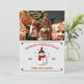 かわいい雪だるまの写真クリスマスカード 招待状 (スタンド正面)