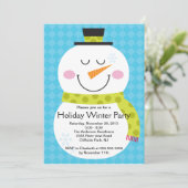 かわいい雪だるまの冬のパーティの招待状 招待状 (スタンド正面)