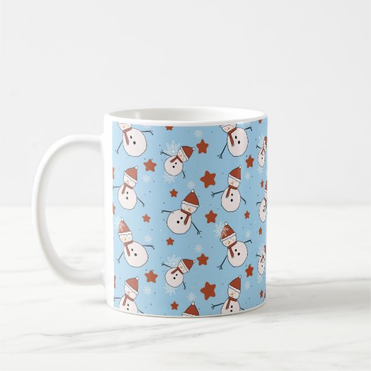 かわいい雪だるまの冬のマグカップ コーヒーマグカップ (左)