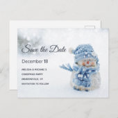 かわいい雪だるまの冬の写真デートを保存 インビテーションポストカード (正面/裏面)