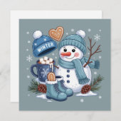 かわいい雪だるまの冬の季節の雰囲気 クリスマスの休暇 シーズンカード (正面/裏面)
