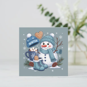 かわいい雪だるまの冬の季節の雰囲気 クリスマスの休暇 シーズンカード