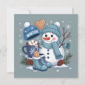 かわいい雪だるまの冬の季節の雰囲気 クリスマスの休暇 シーズンカード (正面)