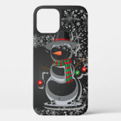 かわいい雪だるまの冬の携帯ケース 雪の結晶模様 Case-Mate iPhoneケース (裏面)