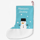 かわいい雪だるまの冬の雪のクリスマス子供へ スモールクリスマスストッキング (裏面)