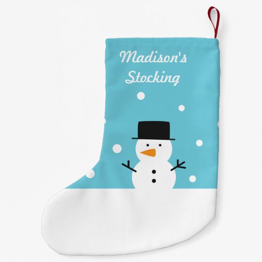 かわいい雪だるまの冬の雪のクリスマス子供へ スモールクリスマスストッキング (裏面)