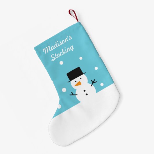 かわいい雪だるまの冬の雪のクリスマス子供へ スモールクリスマスストッキング (裏面 (吊り時))