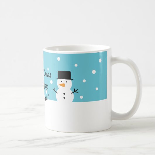 かわいい雪だるまの冬の雪のクリスマス コーヒーマグカップ (右)