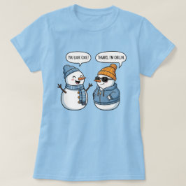 かわいい雪だるまの友達 Tシャツ