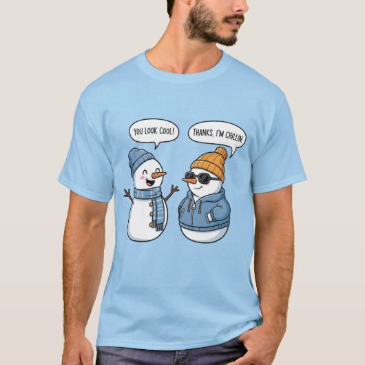 かわいい雪だるまの友達 Tシャツ (正面)