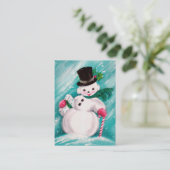 かわいい雪だるまの女の子 名刺 (スタンド正面)