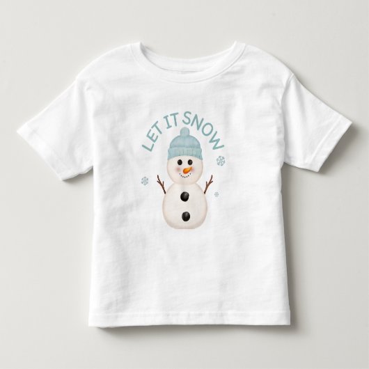 かわいい雪だるまの子供用Tシャツ 雪降れ トドラーTシャツ (正面)