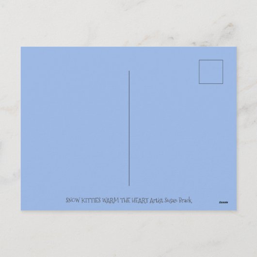 かわいい雪だるまの子猫と雪片の猫とネズミ シーズンポストカード (裏面)
