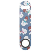 かわいい雪だるまの水彩画の冬のクリスマスパターン スピード栓抜き (裏面)