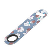 かわいい雪だるまの水彩画の冬のクリスマスパターン スピード栓抜き (裏面アングル)