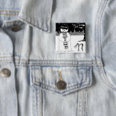 かわいい雪だるまの白黒クリスマスボタン 缶バッジ (インサイチュ)