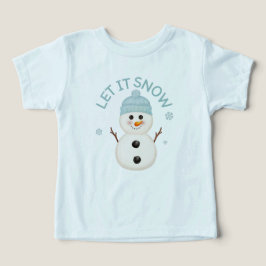 かわいい雪だるまの赤ちゃんTシャツ 雪が降るように