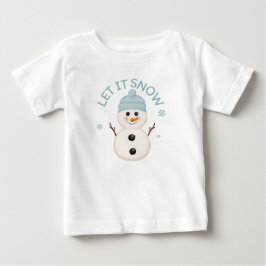 かわいい雪だるまの赤ちゃんTシャツ 雪降らせ ベビーTシャツ
