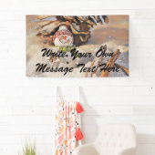 かわいい雪だるまの雪の絵画水色 横断幕 (インサイチュ)