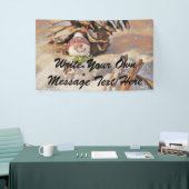 かわいい雪だるまの雪の絵画水色 横断幕 (トレードショー)