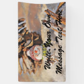 かわいい雪だるまの雪の絵画水色 横断幕 (縦)